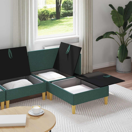 Modulsofa sæt med opbevaring 4 pcs Mørkegrøn Stof