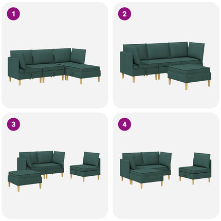 Modulsofa sæt med opbevaring 4 pcs Mørkegrøn Stof