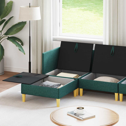 Modulsofa sæt med opbevaring 5 pcs Mørkegrøn Stof
