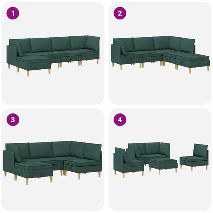 Modulsofa sæt med opbevaring 5 pcs Mørkegrøn Stof