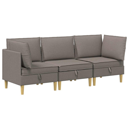 Modulsofa sæt med opbevaring 3 pcs Gråbrun Stof