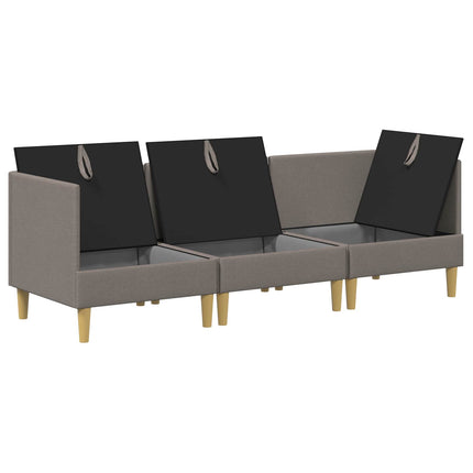 Modulsofa sæt med opbevaring 3 pcs Gråbrun Stof