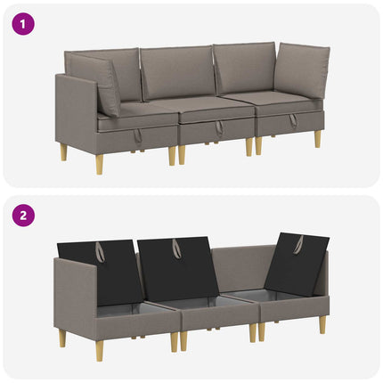 Modulsofa sæt med opbevaring 3 pcs Gråbrun Stof