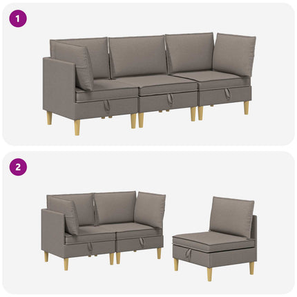 Modulsofa sæt med opbevaring 3 pcs Gråbrun Stof