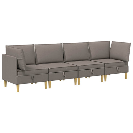 Modulsofa sæt med opbevaring 4 pcs Gråbrun Stof