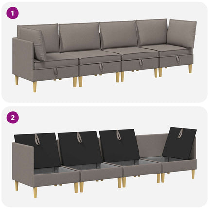 Modulsofa sæt med opbevaring 4 pcs Gråbrun Stof