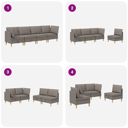 Modulsofa sæt med opbevaring 4 pcs Gråbrun Stof