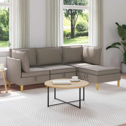 Modulsofa sæt med opbevaring 4 pcs Gråbrun Stof