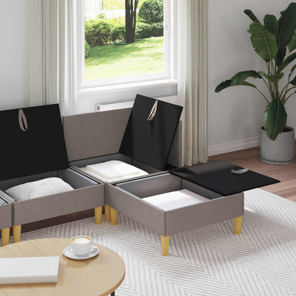 Modulsofa sæt med opbevaring 4 pcs Gråbrun Stof
