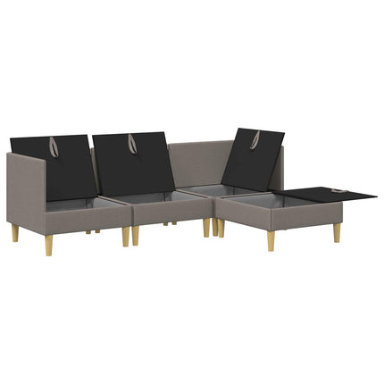 Modulsofa sæt med opbevaring 4 pcs Gråbrun Stof
