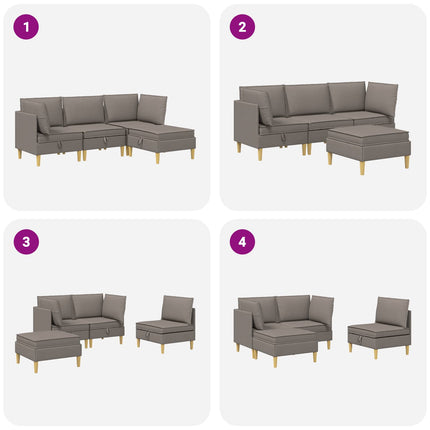 Modulsofa sæt med opbevaring 4 pcs Gråbrun Stof