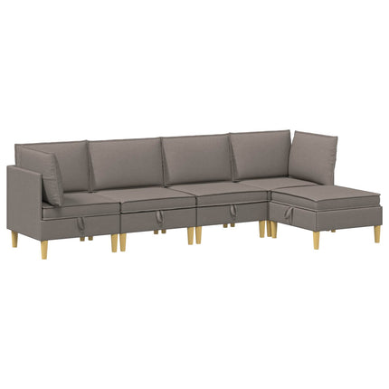 Modulsofa sæt med opbevaring 5 pcs Gråbrun Stof