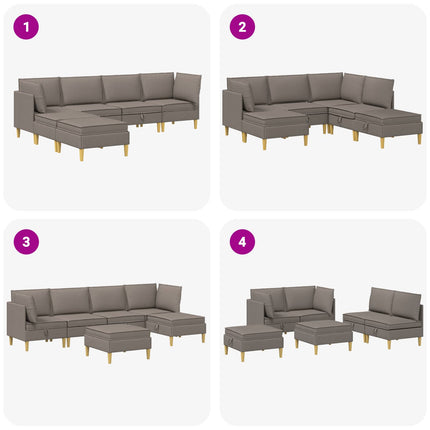 Modulsofa sæt med opbevaring 6 pcs Gråbrun Stof