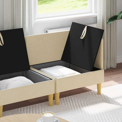 Modulsofa sæt med opbevaring 3 pcs Cremefarvet Stof