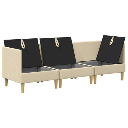 Modulsofa sæt med opbevaring 3 pcs Cremefarvet Stof