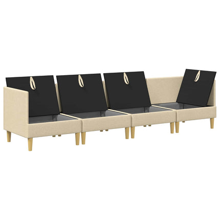 Modulsofa sæt med opbevaring 4 pcs Cremefarvet Stof