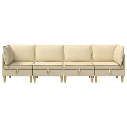 Modulsofa sæt med opbevaring 4 pcs Cremefarvet Stof