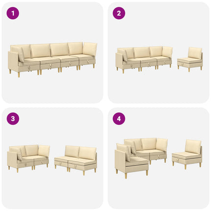 Modulsofa sæt med opbevaring 4 pcs Cremefarvet Stof
