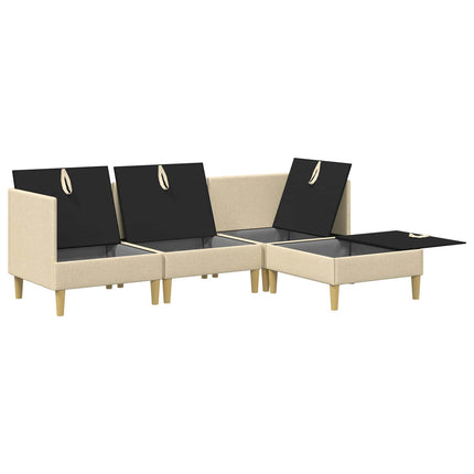 Modulsofa sæt med opbevaring 4 pcs Cremefarvet Stof