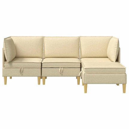 Modulsofa sæt med opbevaring 4 pcs Cremefarvet Stof