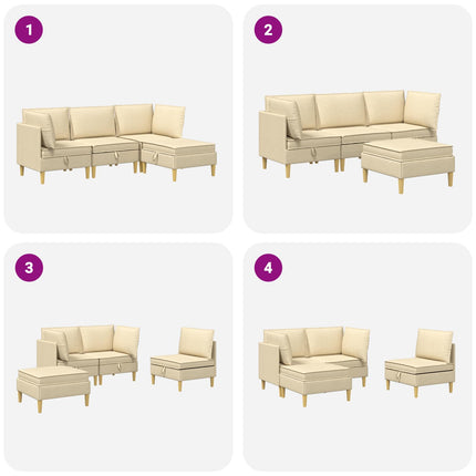 Modulsofa sæt med opbevaring 4 pcs Cremefarvet Stof
