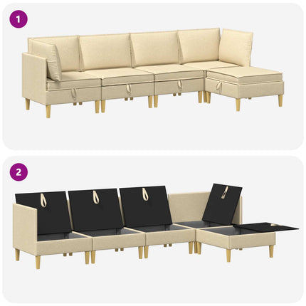 Modulsofa sæt med opbevaring 5 pcs Cremefarvet Stof