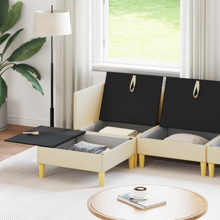 Modulsofa sæt med opbevaring 6 pcs Cremefarvet Stof