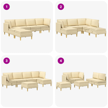 Modulsofa sæt med opbevaring 6 pcs Cremefarvet Stof