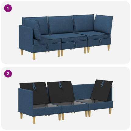 Modulsofa sæt med opbevaring 3 pcs Blå Stof