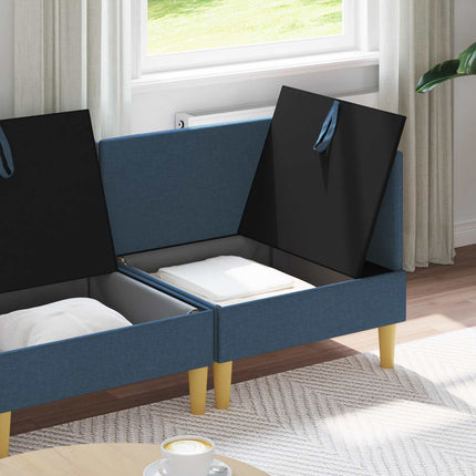 Modulsofa sæt med opbevaring 4 pcs Blå Stof