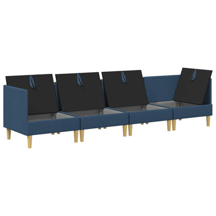 Modulsofa sæt med opbevaring 4 pcs Blå Stof