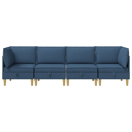 Modulsofa sæt med opbevaring 4 pcs Blå Stof