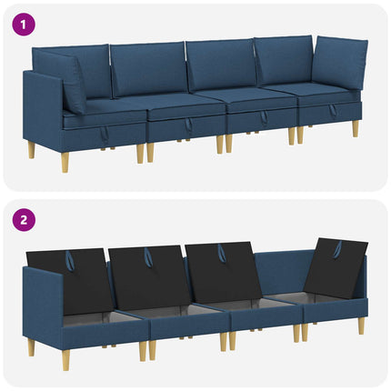 Modulsofa sæt med opbevaring 4 pcs Blå Stof