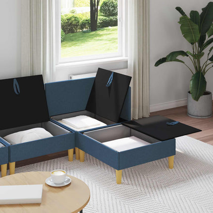 Modulsofa sæt med opbevaring 4 pcs Blå Stof
