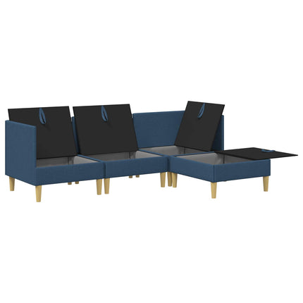 Modulsofa sæt med opbevaring 4 pcs Blå Stof