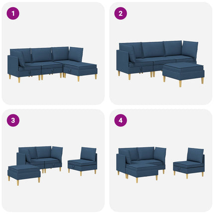 Modulsofa sæt med opbevaring 4 pcs Blå Stof