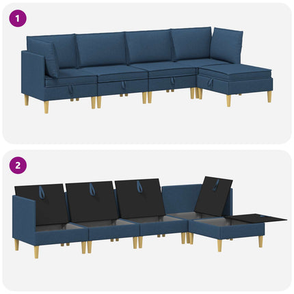 Modulsofa sæt med opbevaring 5 pcs Blå Stof
