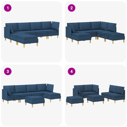 Modulsofa sæt med opbevaring 6 pcs Blå Stof
