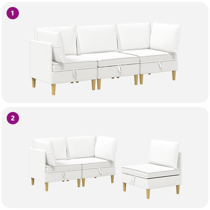 Modulsofa sæt med opbevaring 3 pcs Hvid Stof