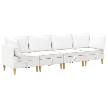 Modulsofa sæt med opbevaring 4 pcs Hvid Stof
