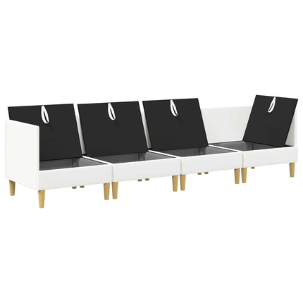 Modulsofa sæt med opbevaring 4 pcs Hvid Stof