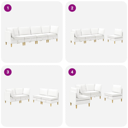 Modulsofa sæt med opbevaring 4 pcs Hvid Stof