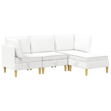Modulsofa sæt med opbevaring 4 pcs Hvid Stof