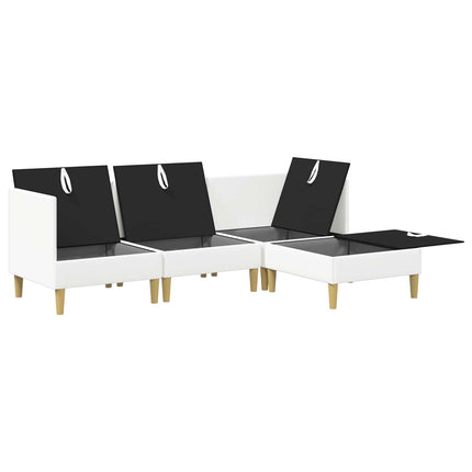 Modulsofa sæt med opbevaring 4 pcs Hvid Stof