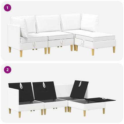 Modulsofa sæt med opbevaring 4 pcs Hvid Stof