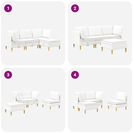 Modulsofa sæt med opbevaring 4 pcs Hvid Stof