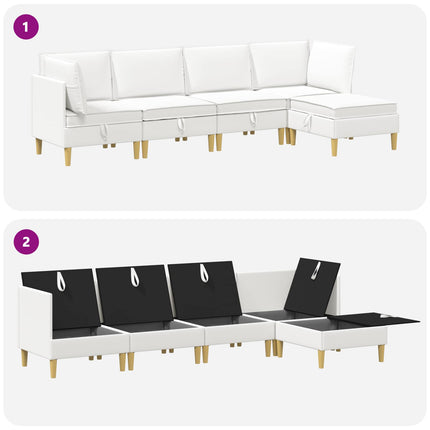 Modulsofa sæt med opbevaring 5 pcs Hvid Stof