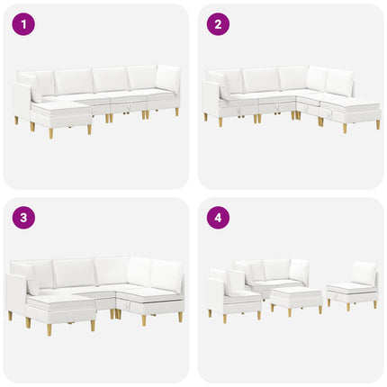 Modulsofa sæt med opbevaring 5 pcs Hvid Stof