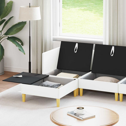 Modulsofa sæt med opbevaring 6 pcs Hvid Stof
