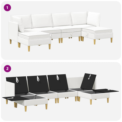 Modulsofa sæt med opbevaring 6 pcs Hvid Stof